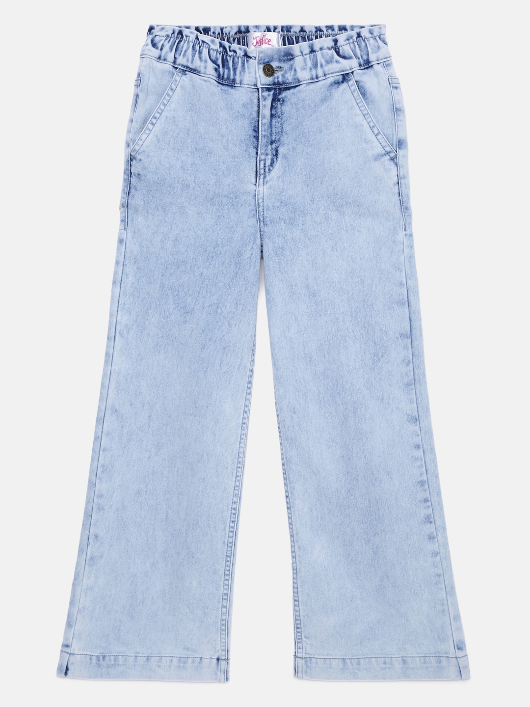 

JUSTICE Girls Blue Wide Leg Light Fade Clean Look Stretchable Jeans