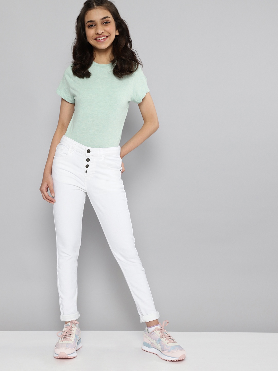 

JUSTICE Girls White Skinny Fit Stretchable Jeans