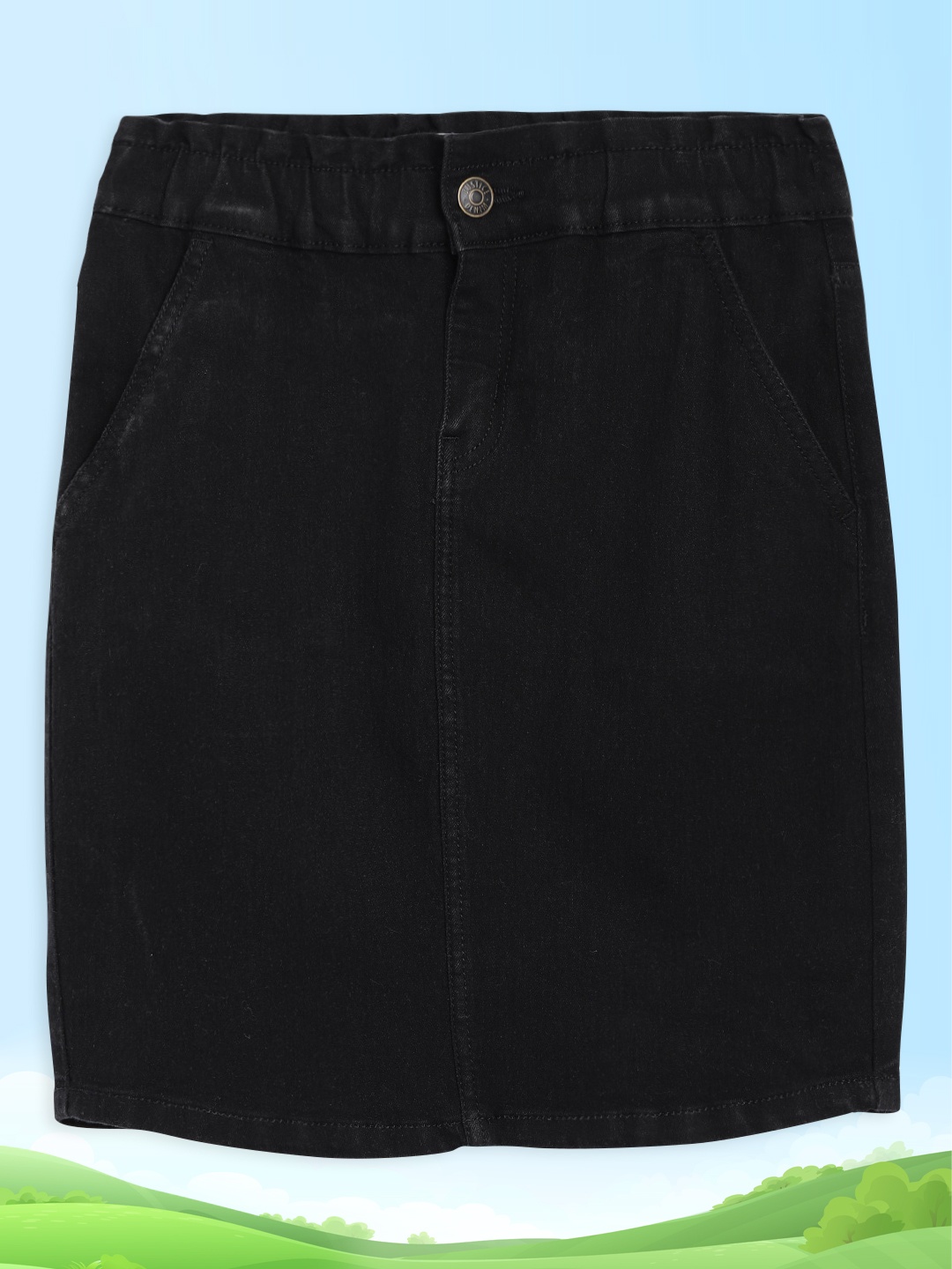 

Justice Girls Black Washed New Basics Cotton Blend Casual Straight Pencil Skirt