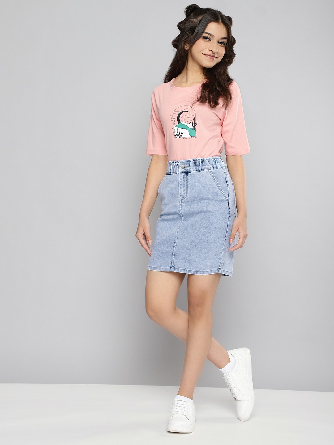 

JUSTICE Girls Blue Wash Solid Skirts