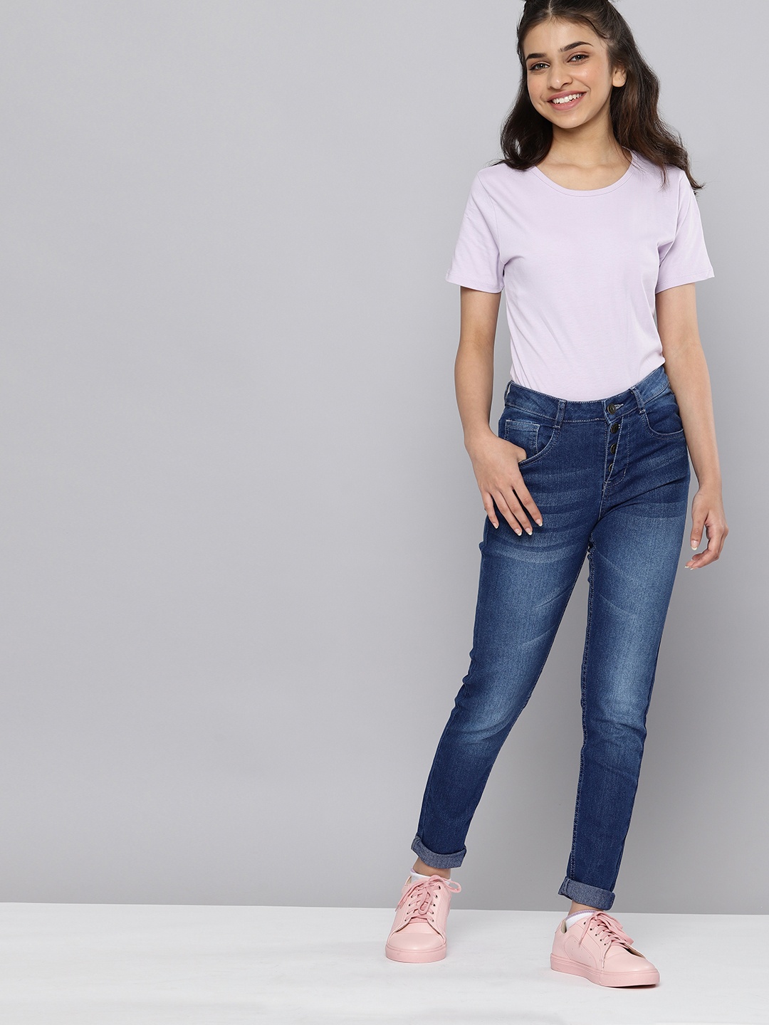 

JUSTICE Girls Blue Heavy Fade Stretchable Jeans