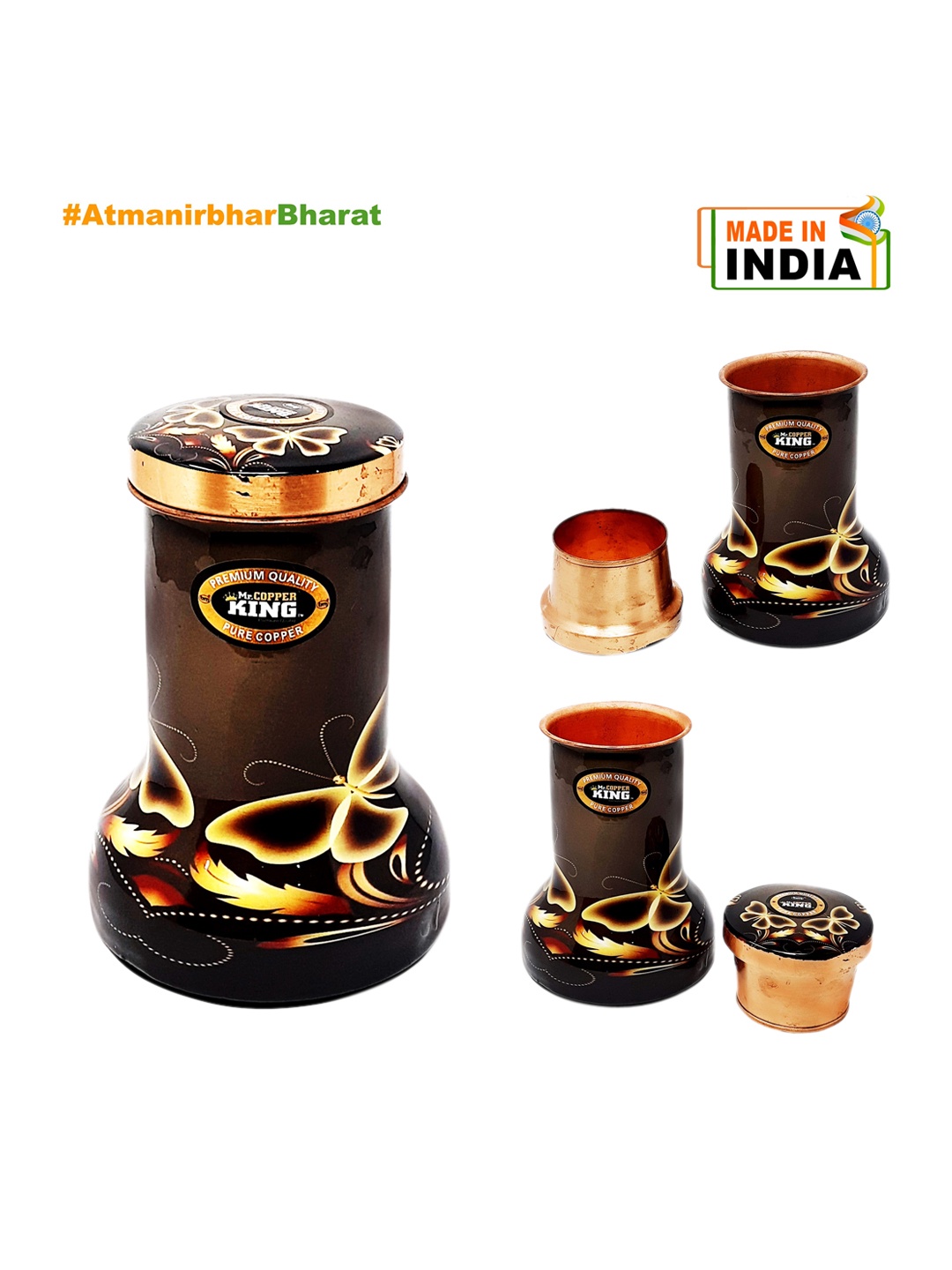 

MR. COPPER KING Brown Printed Premium Copper Bottle 1300ml