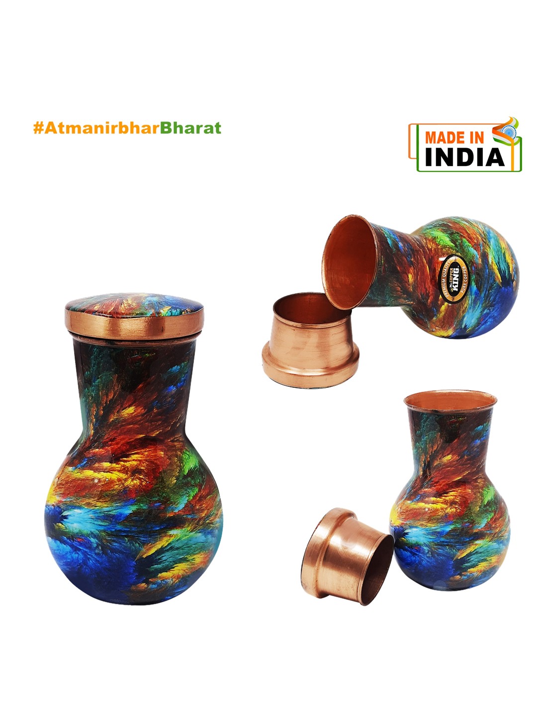 

MR. COPPER KING Multicoloured Copper Printed Bottle, Multi