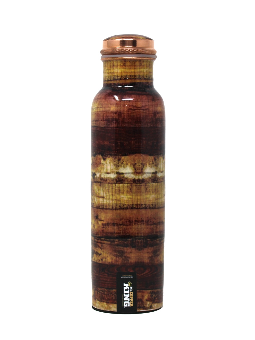 

MR. COPPER KING Copper-Toned & Brown Wood Printed Copper Water Bottle