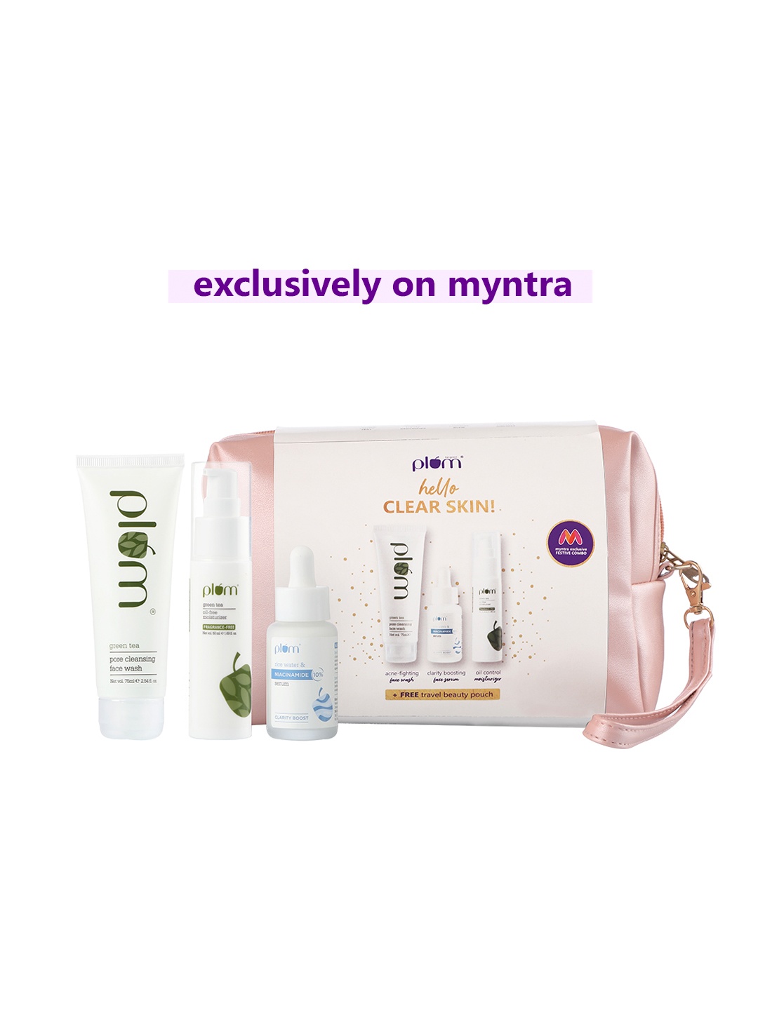 

Plum Hello Clear Skin Combo Kit With Face Wash, Face Serum & Moisturizer, White