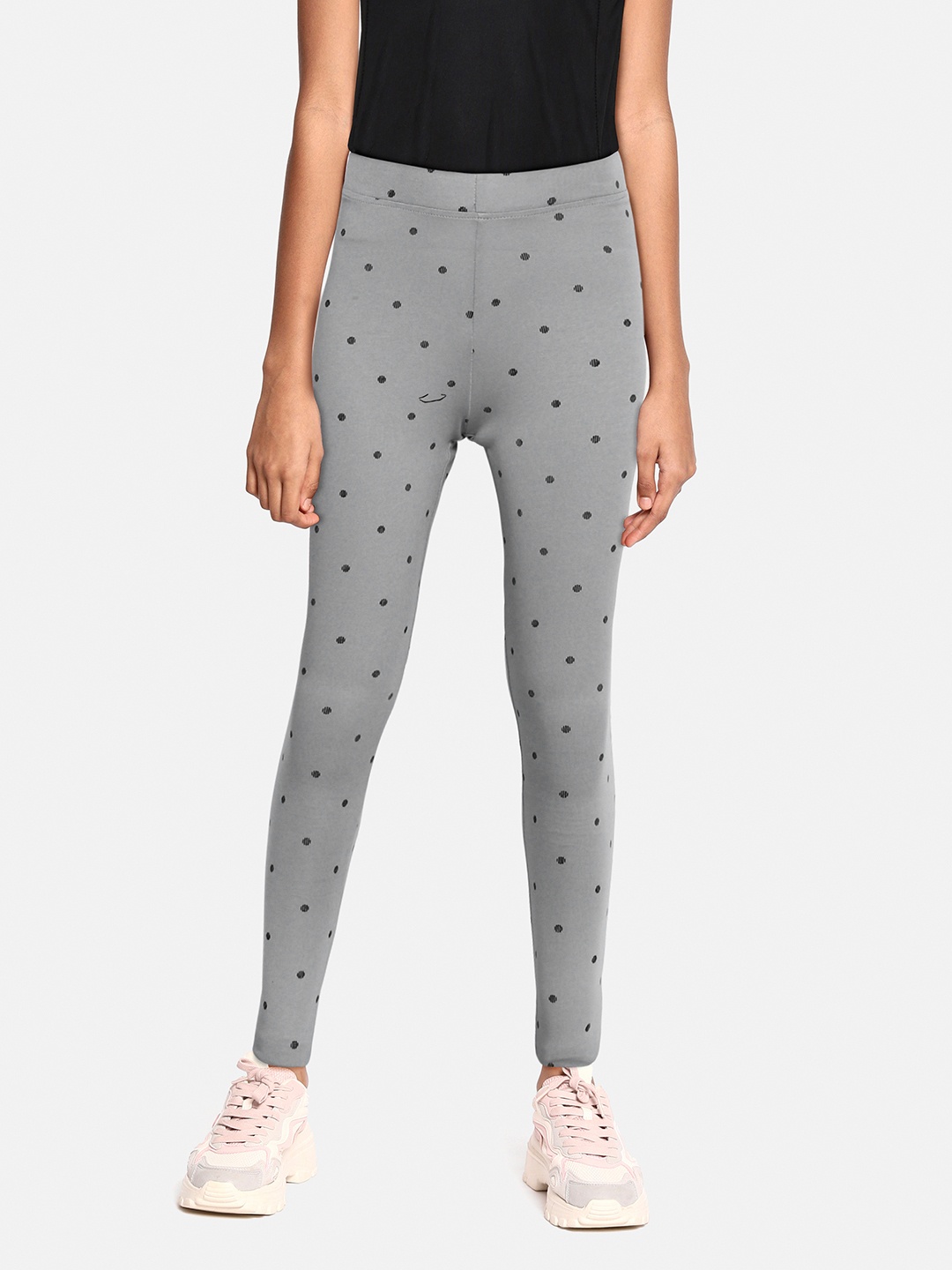 

JUSTICE Girls Grey Polka Dots Printed Leggings
