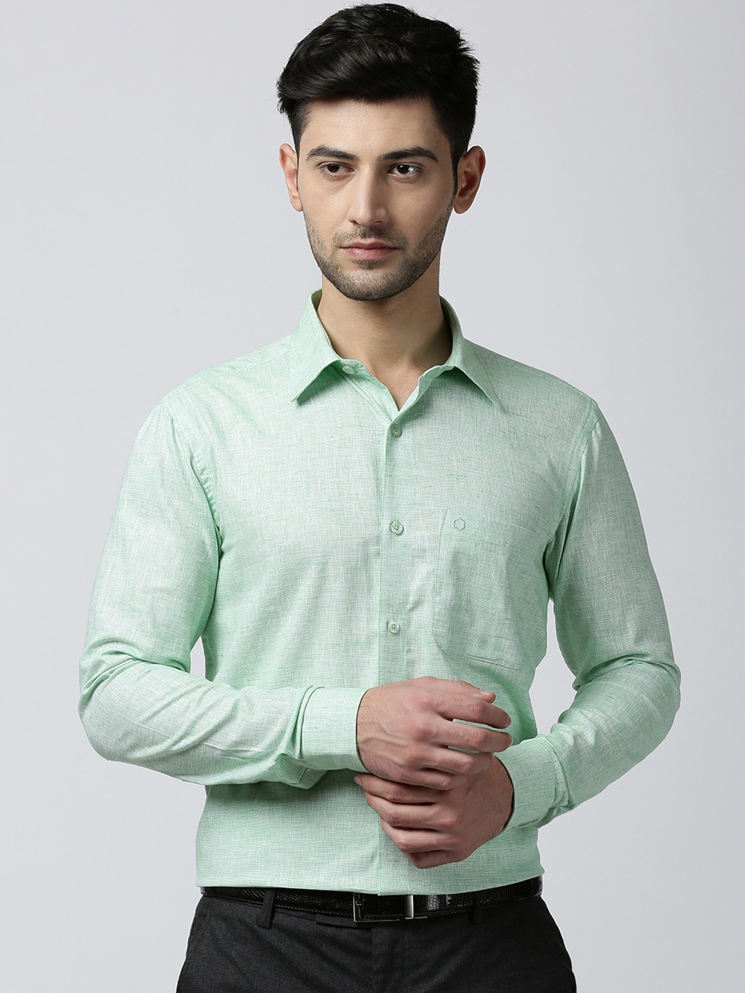 

Jansons Men Green Opaque Formal Shirt