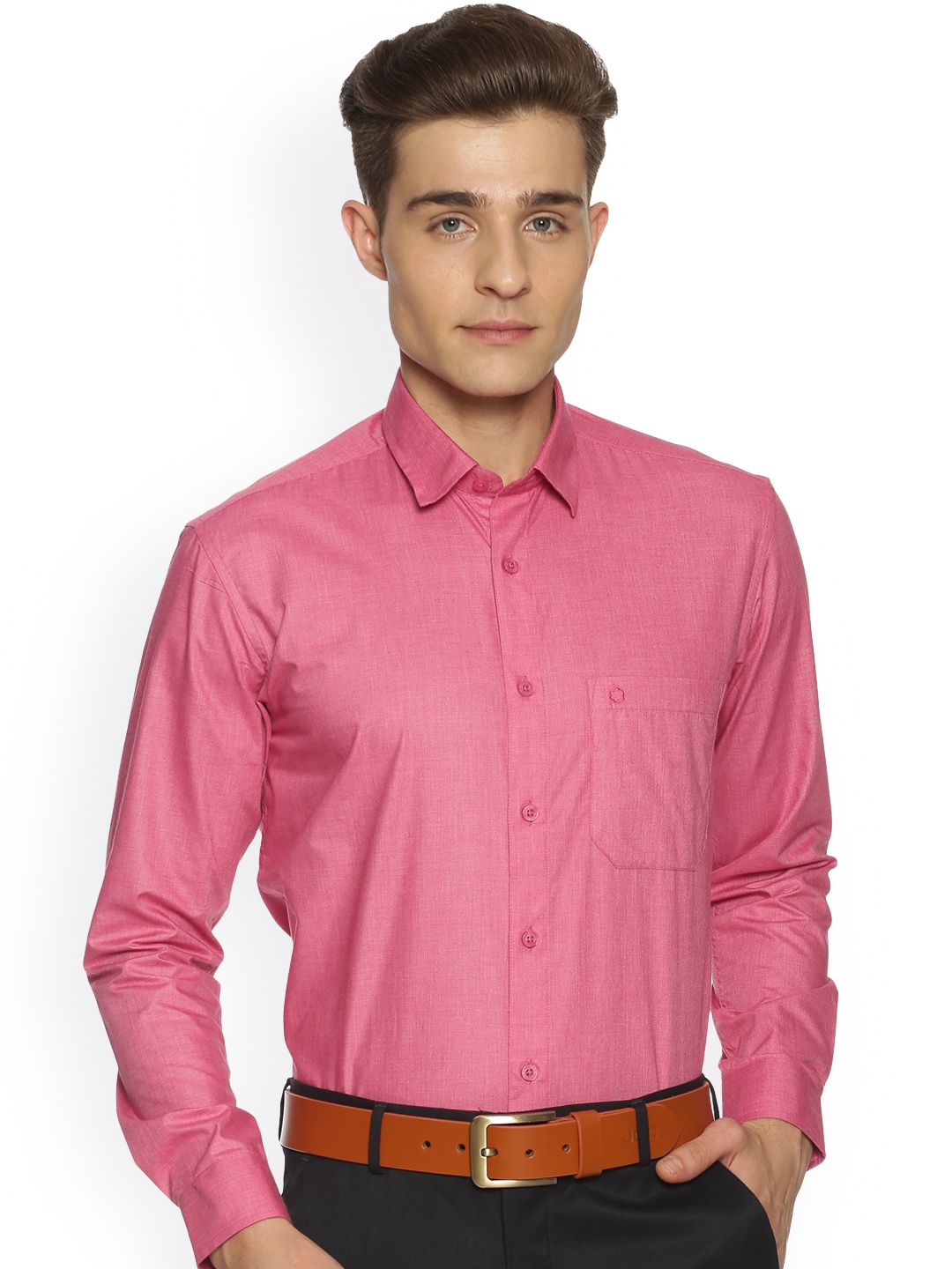 

Jansons Men Pink Opaque Formal Shirt