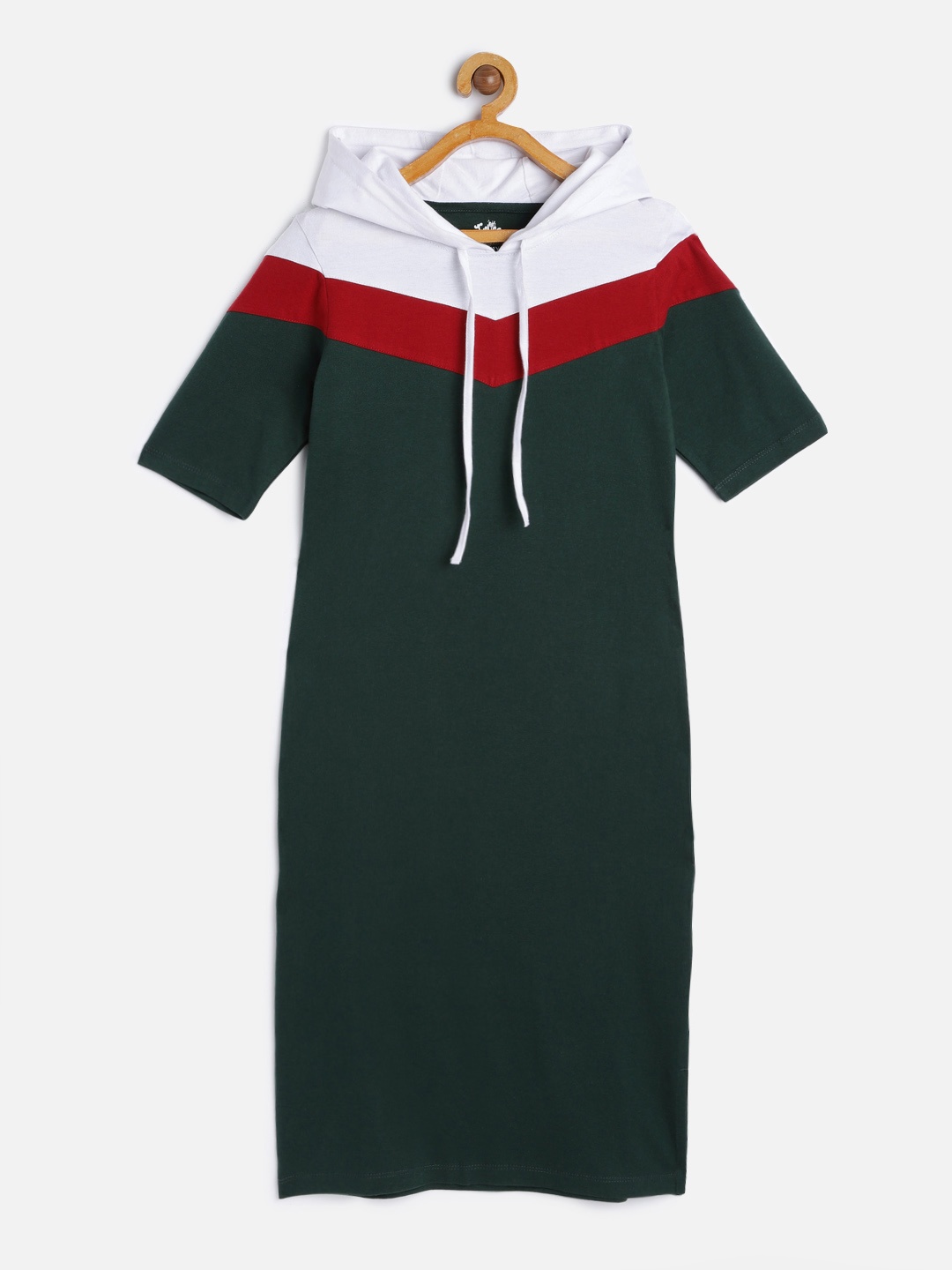 

JUSTICE Green & Maroon Colourblocked T-shirt Dress