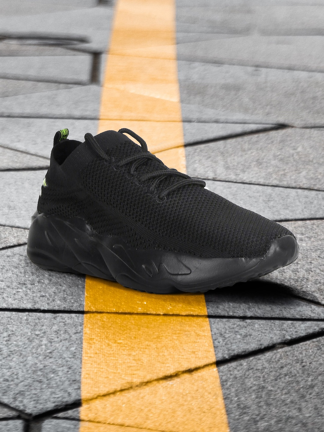 

Flying Machine Men Black Textile Walking Shoes