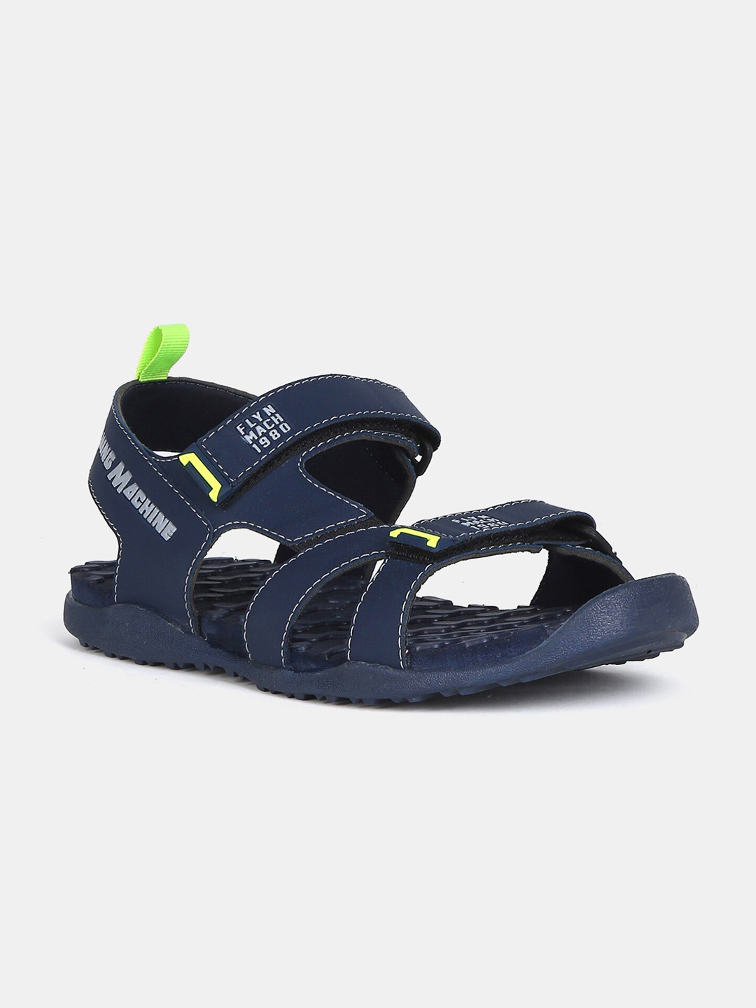 

Flying Machine Men Navy Blue & Yellow Solid Sports Sandals