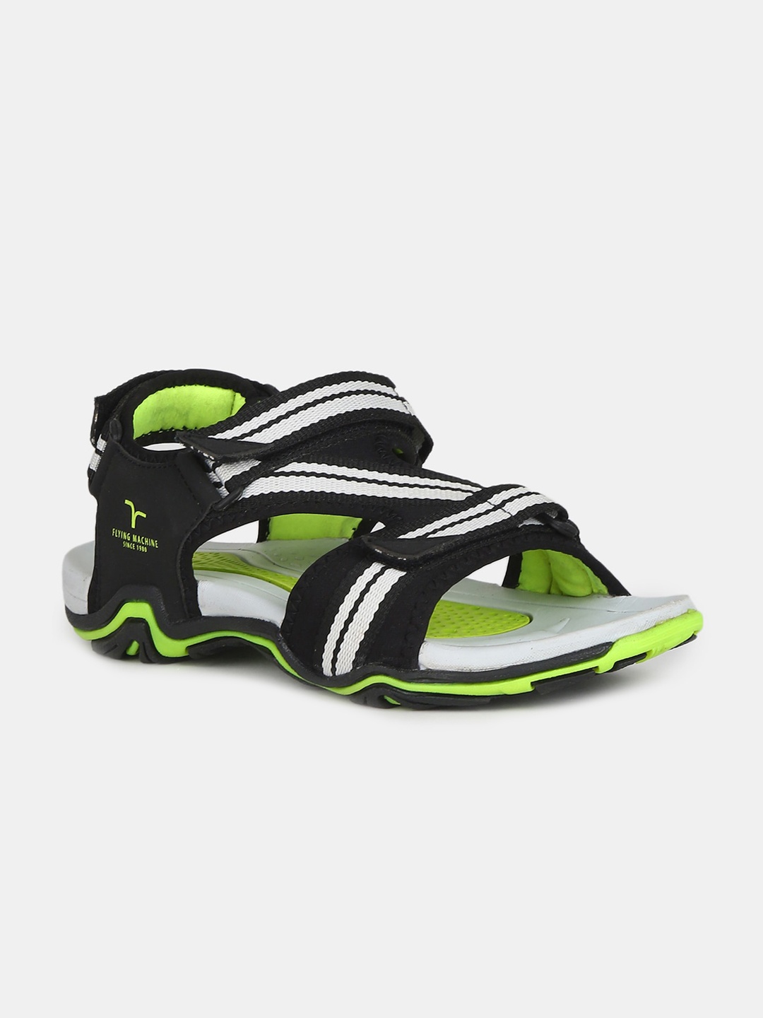 

Flying Machine Men Green & White Striped Sports Sandals