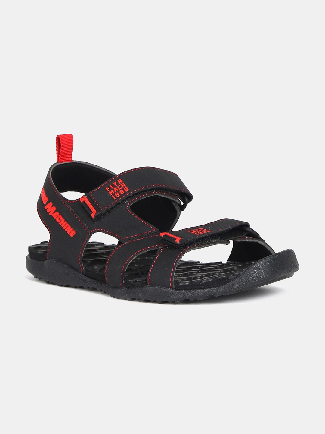 

Flying Machine Men Black & Red Solid Sports Sandals
