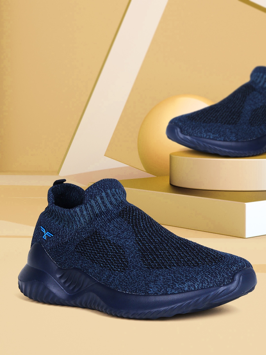 

Flying Machine Men Navy Blue Textile Walking Shoes