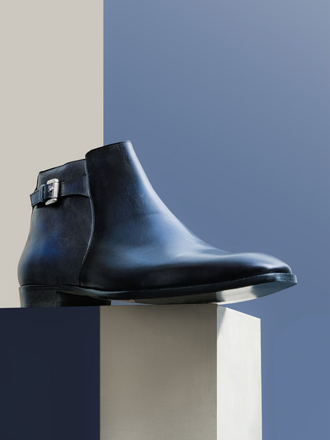 

Saint G Men Blue Solid Leather Formal Boots