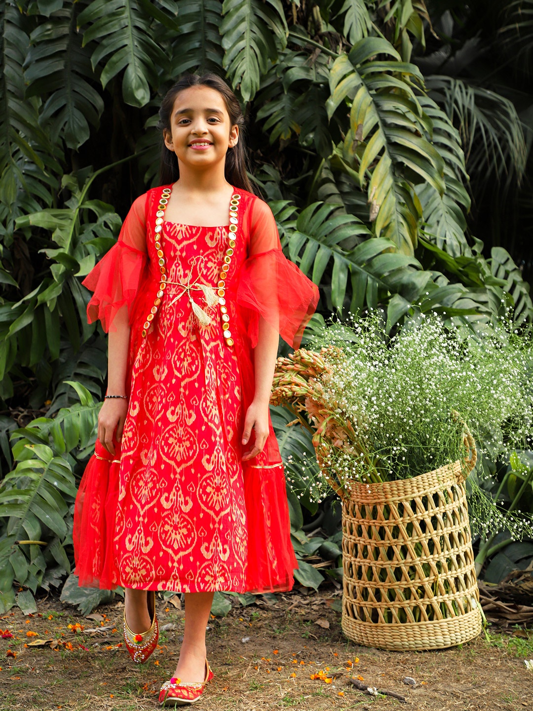 

LIL DRAMA Red Embellished Ethnic Maxi Dress