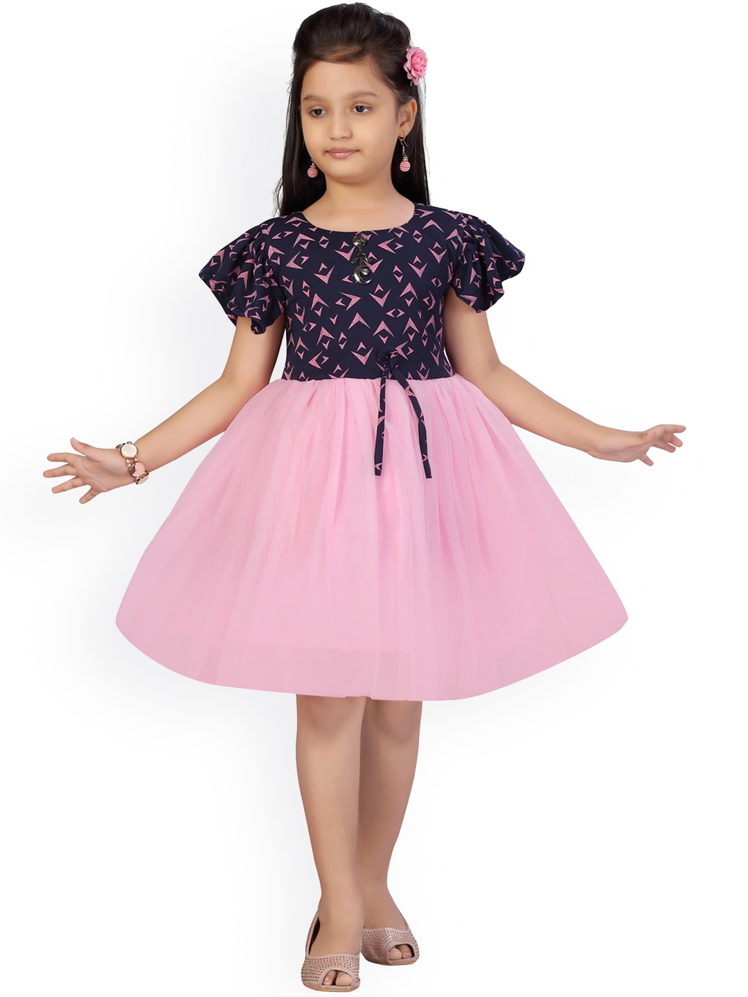 

Aarika Violet & Pink Floral Fit & Flare Dress