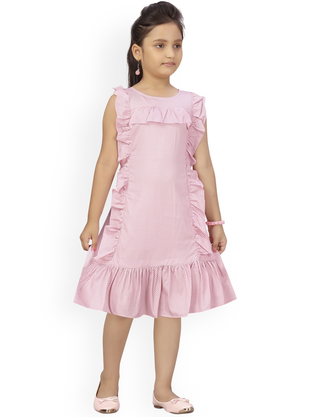 

Aarika Girls Pink Drop-Waist Dress