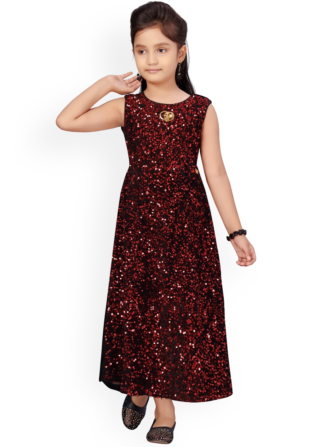 

Aarika Red Embellished Velvet Maxi Dress