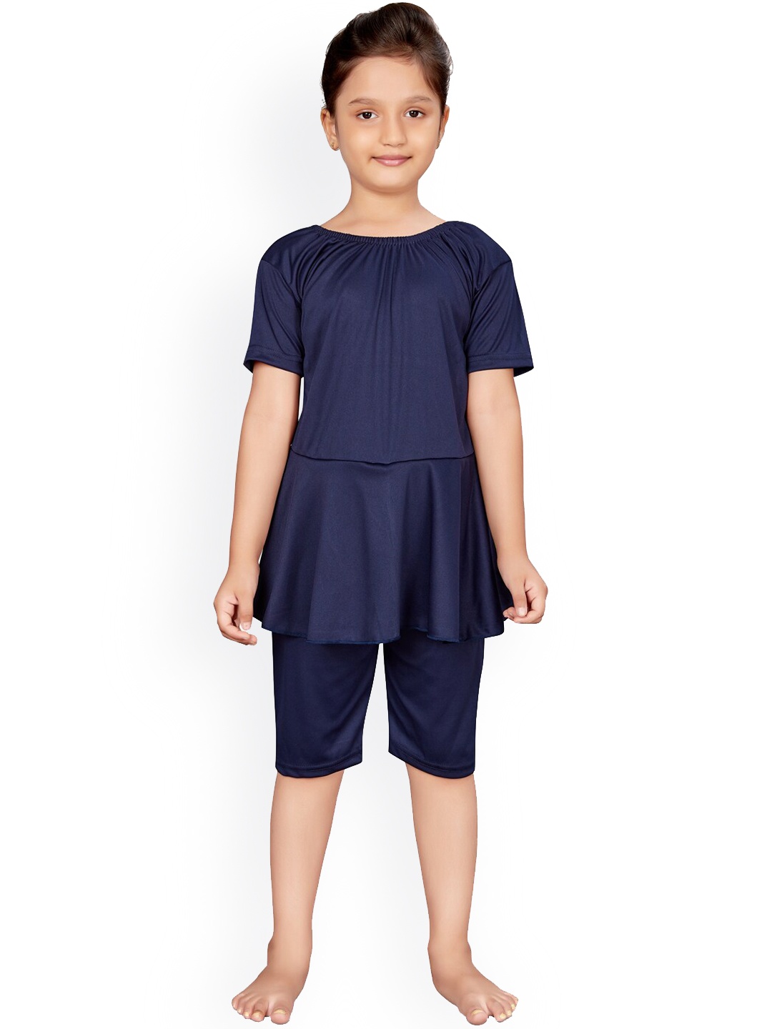 

Aarika Girls Navy Blue Solid Swimsuit