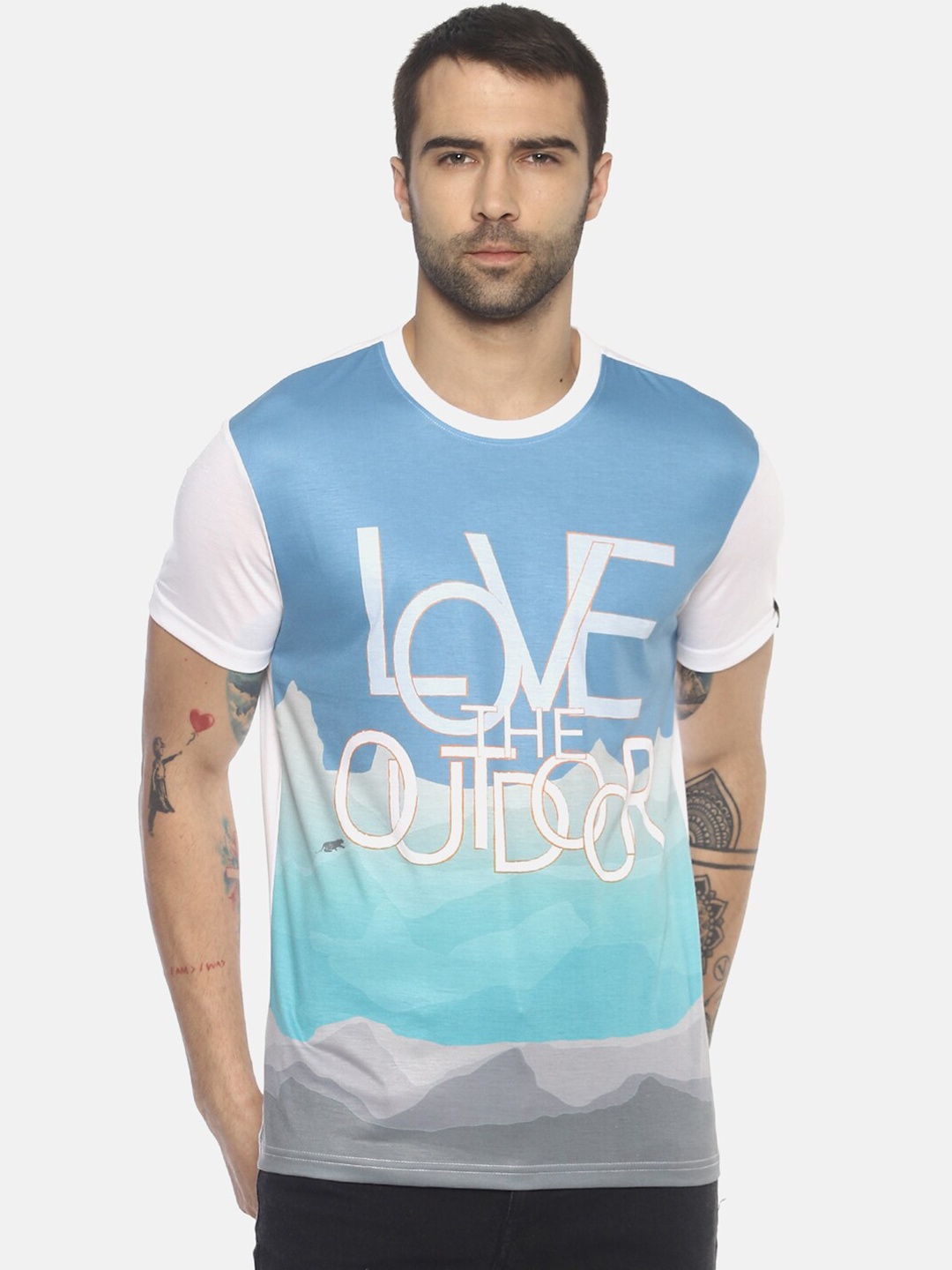 

Wolfpack Men White Typography Printed T-shirt
