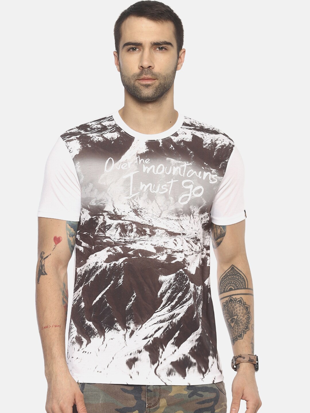 

Wolfpack Men White Printed T-shirt