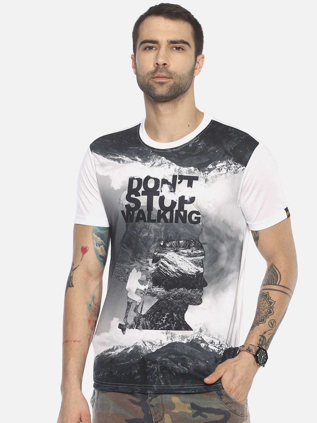 

Wolfpack Men White Printed T-shirt