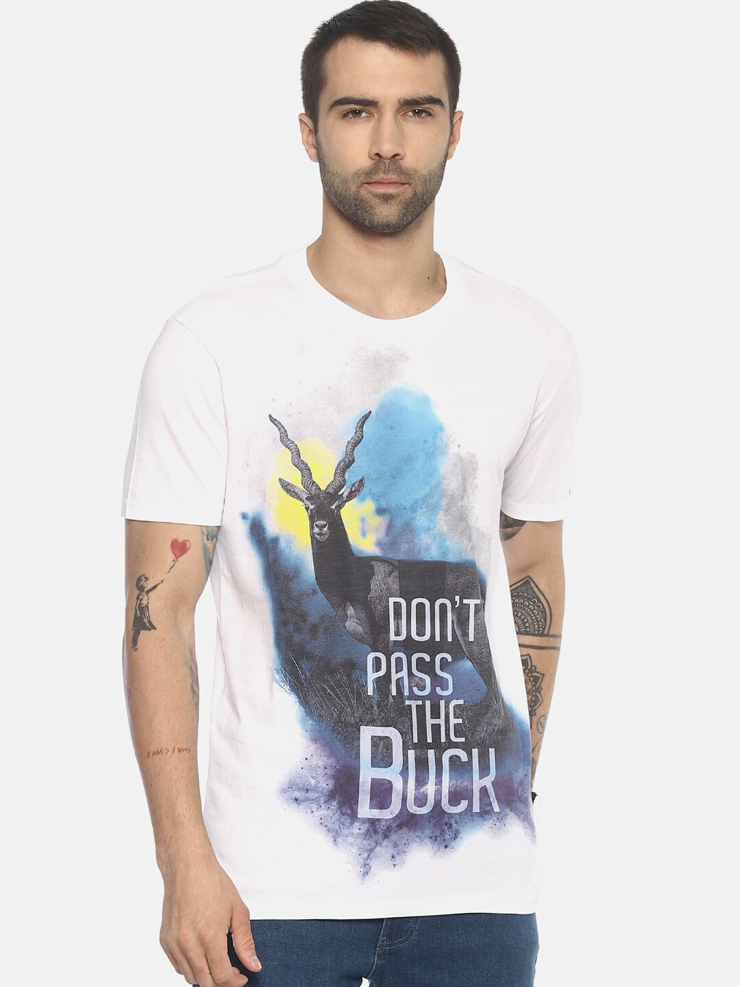 

Wolfpack Men White Printed T-shirt