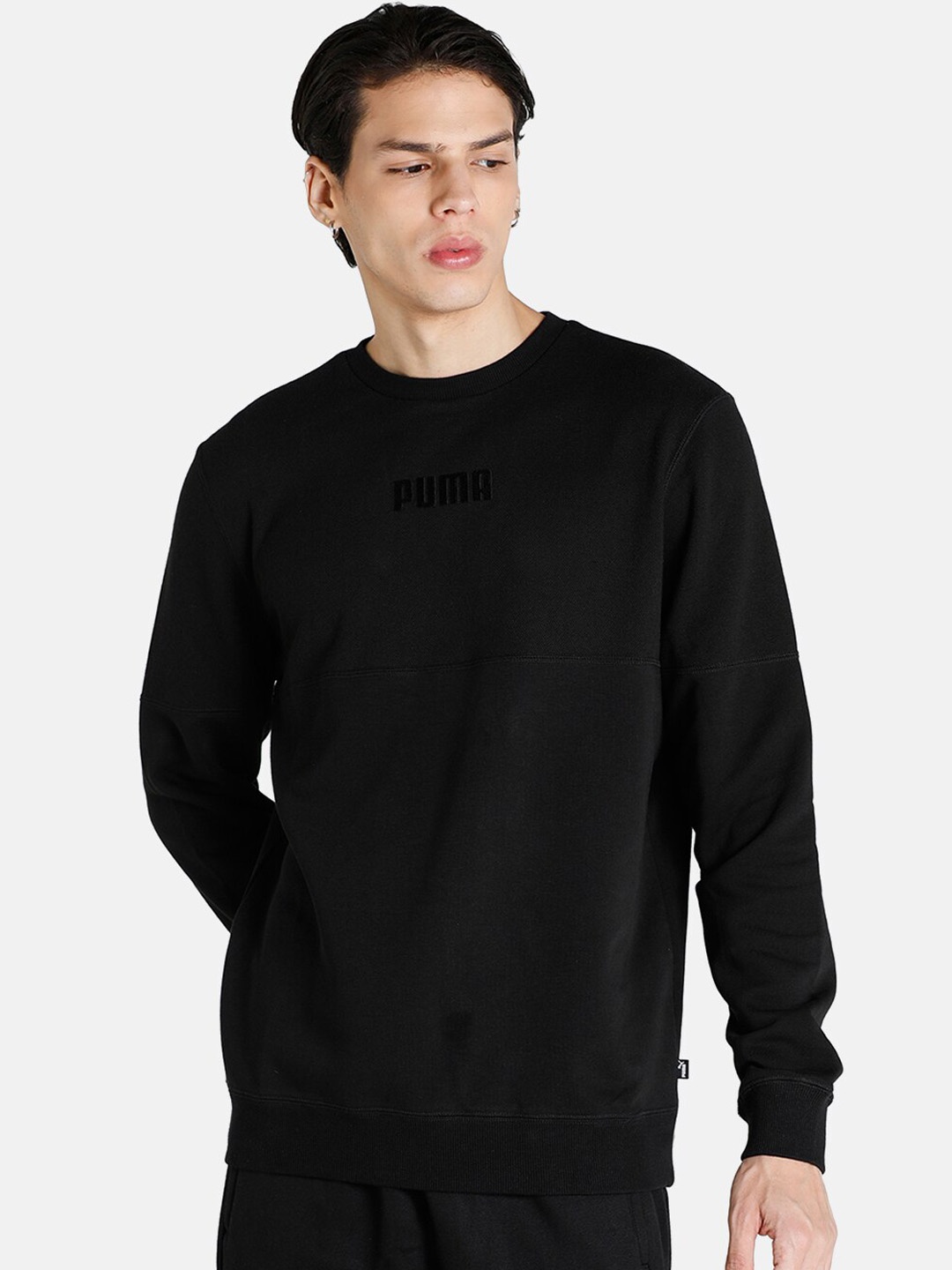

Puma Men Black Solid Modern Basics Regular Fit Crew Pullover