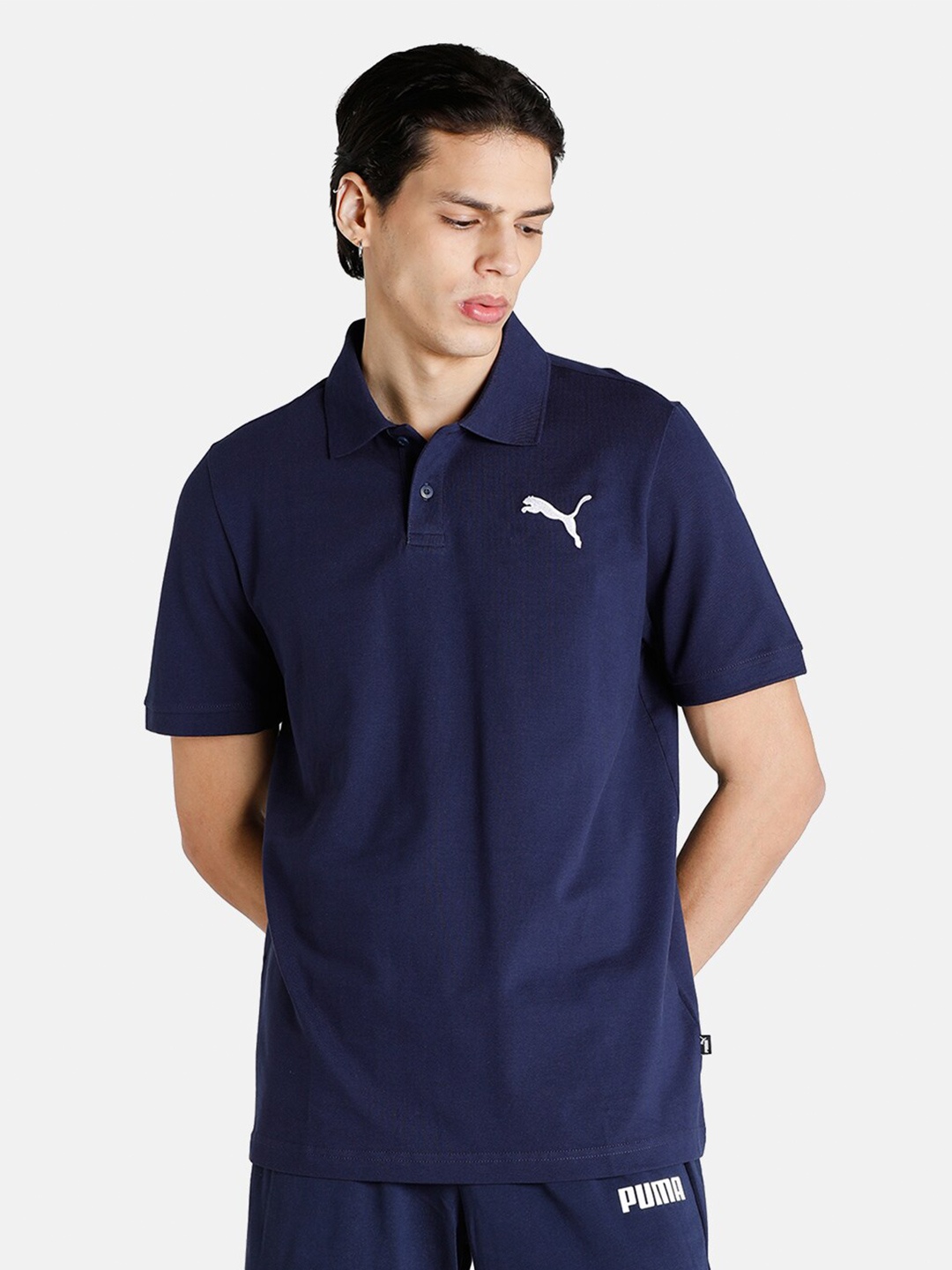 

Puma Men Navy Blue Essentials Pique Regular Fit Polo Shirt