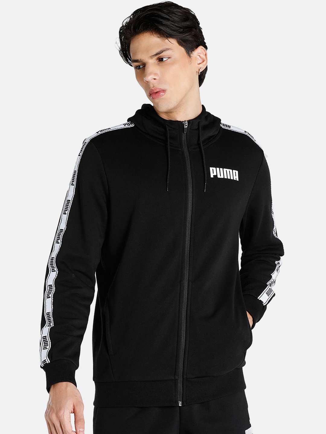 

Puma Men Regular Fit Cotton Brand Logo Sporty Track Jacket, Black