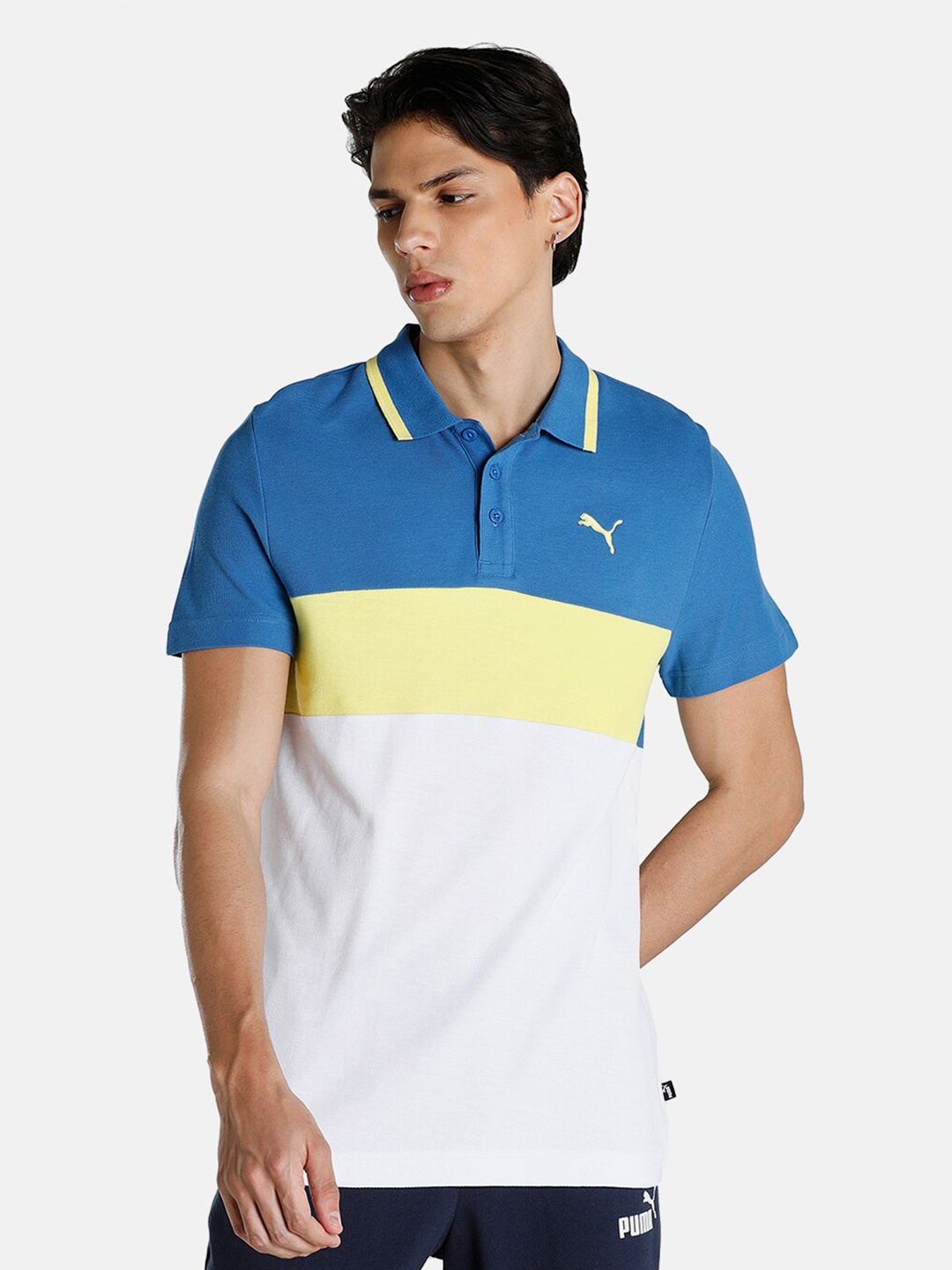 

Puma Men Slim Fit Colourblock 2 Polo T-Shirt, Blue
