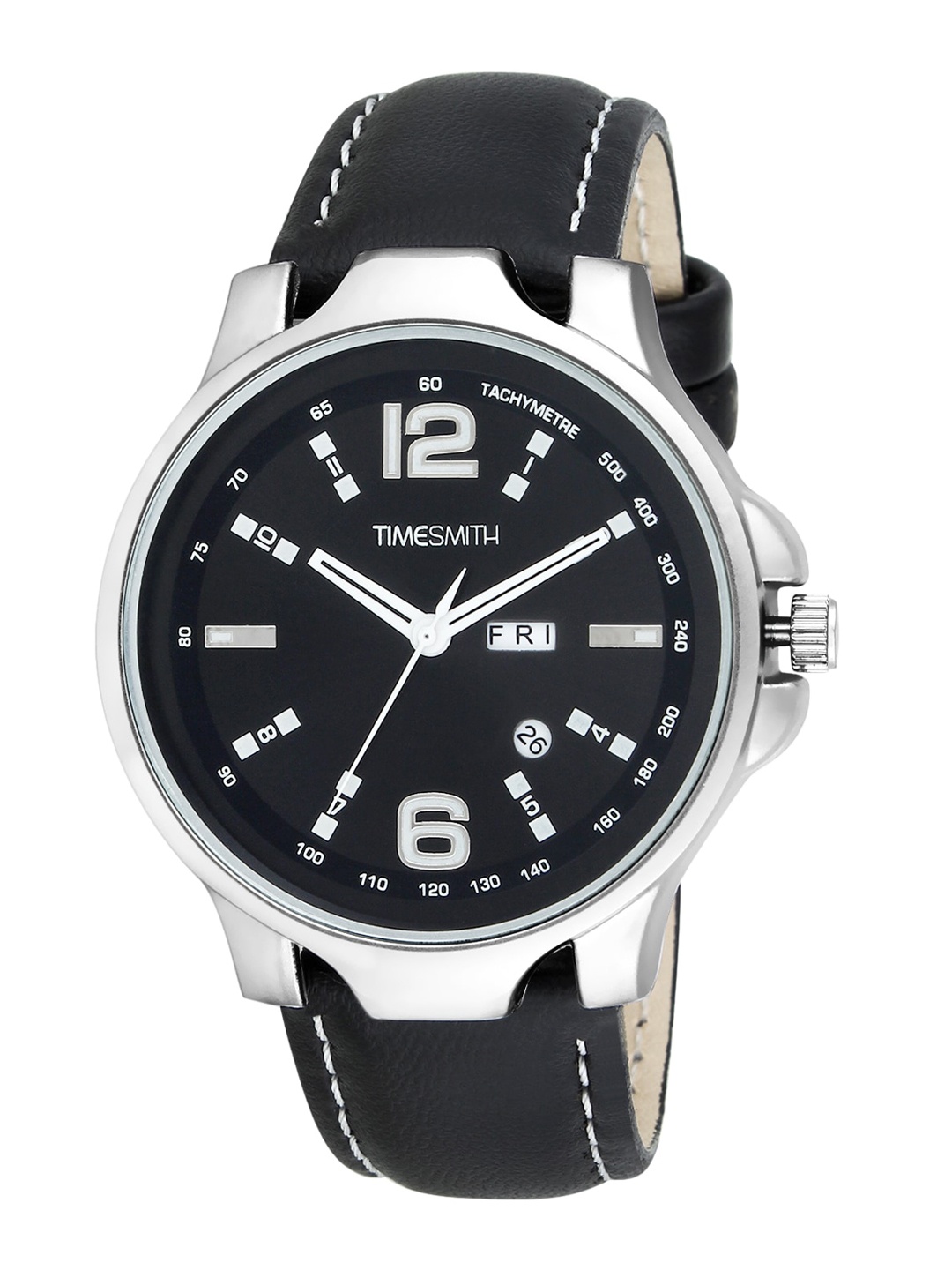

TIMESMITH Men Black Embellished Dial & Black Leather Straps Analogue Watch TSC-028hyIPD