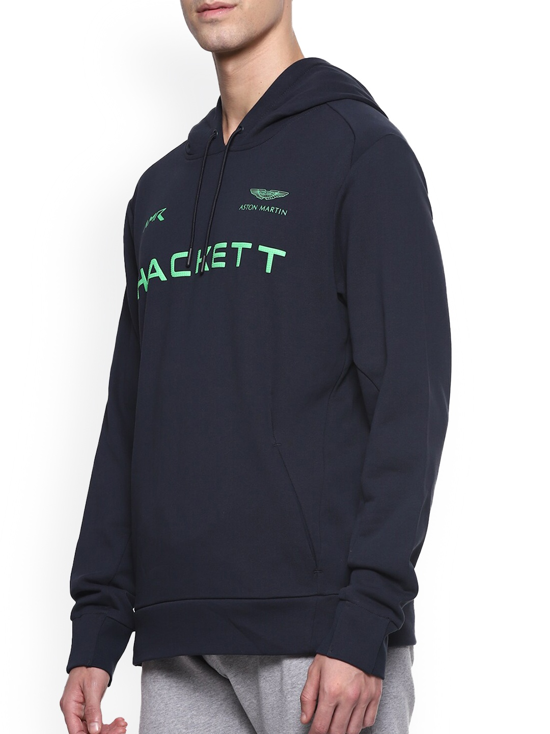 

HACKETT LONDON Men Navy Blue Printed Hooded Sweatshirt