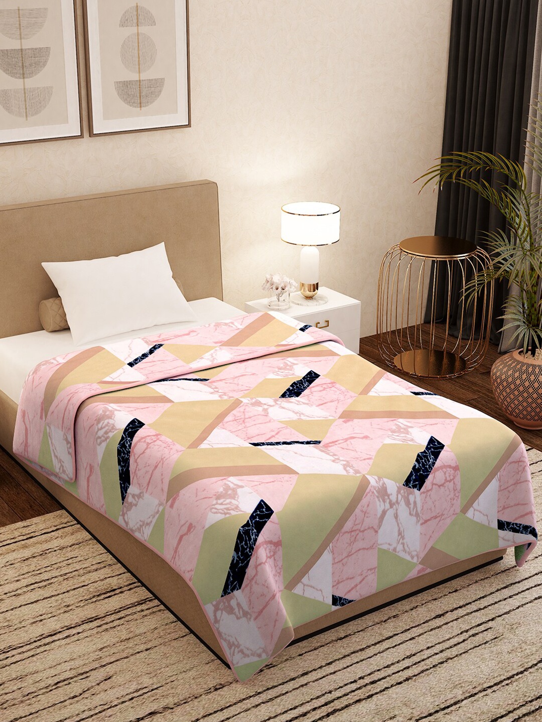 

Story@home Pink & Brown AC Room 400 GSM Single Bed Blanket