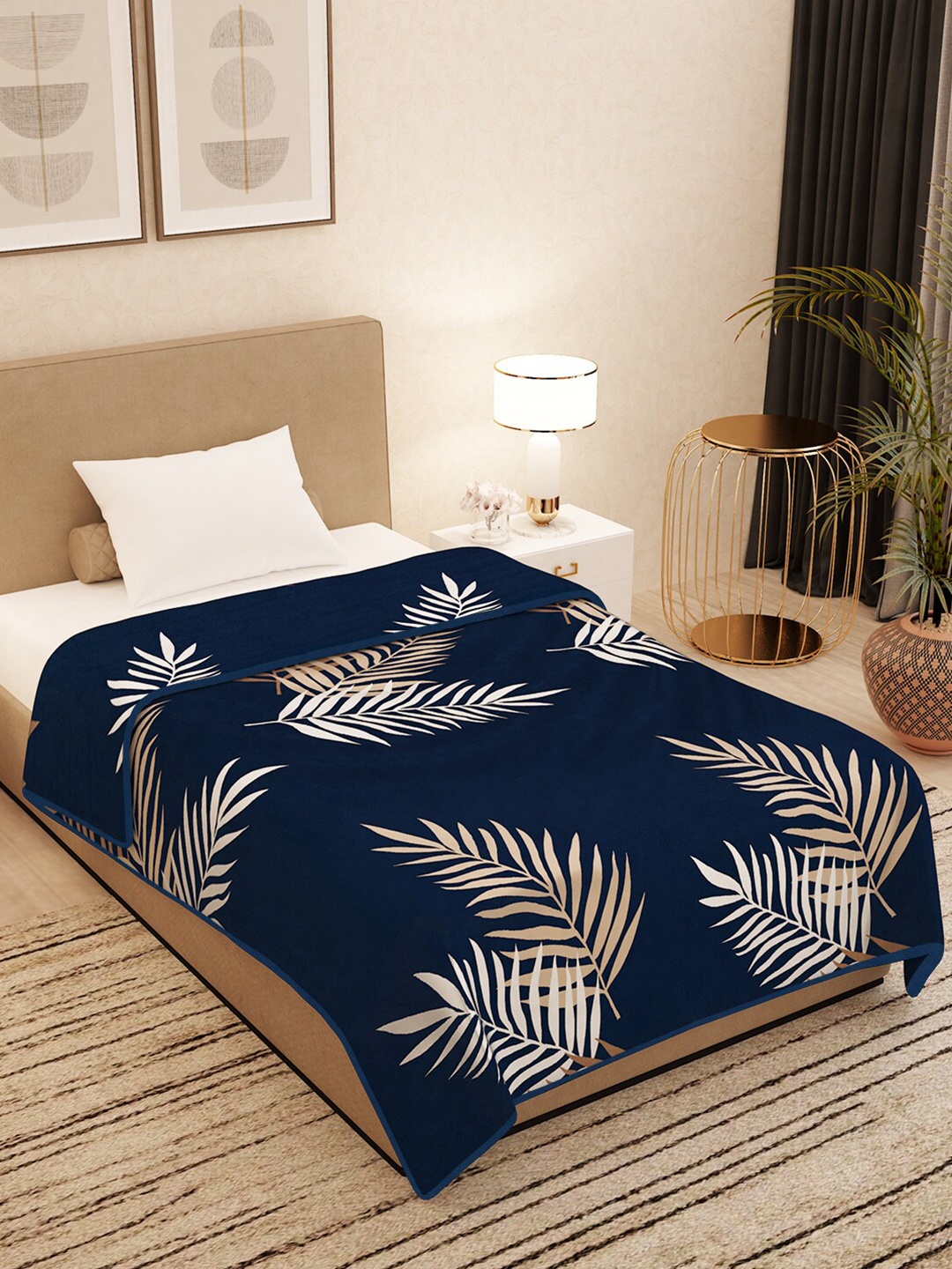 

Story@home Blue & White Floral AC Room 400 GSM Single Bed Blanket