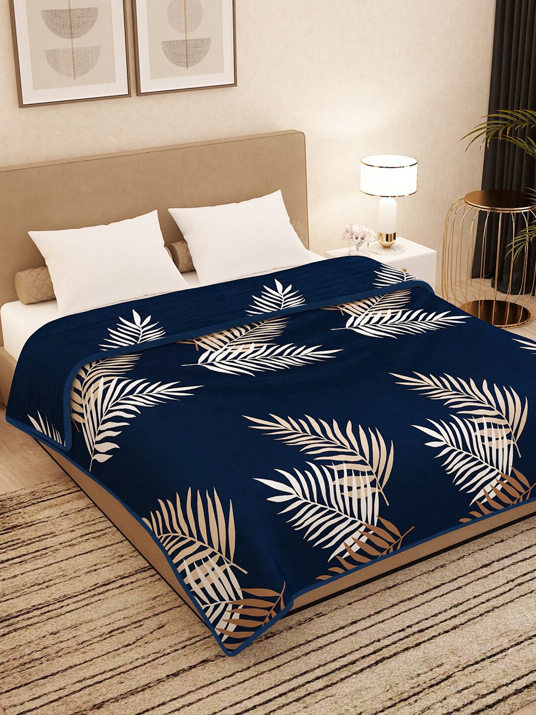 

Story@home Blue & White Floral AC Room 400 GSM Double Bed Blanket
