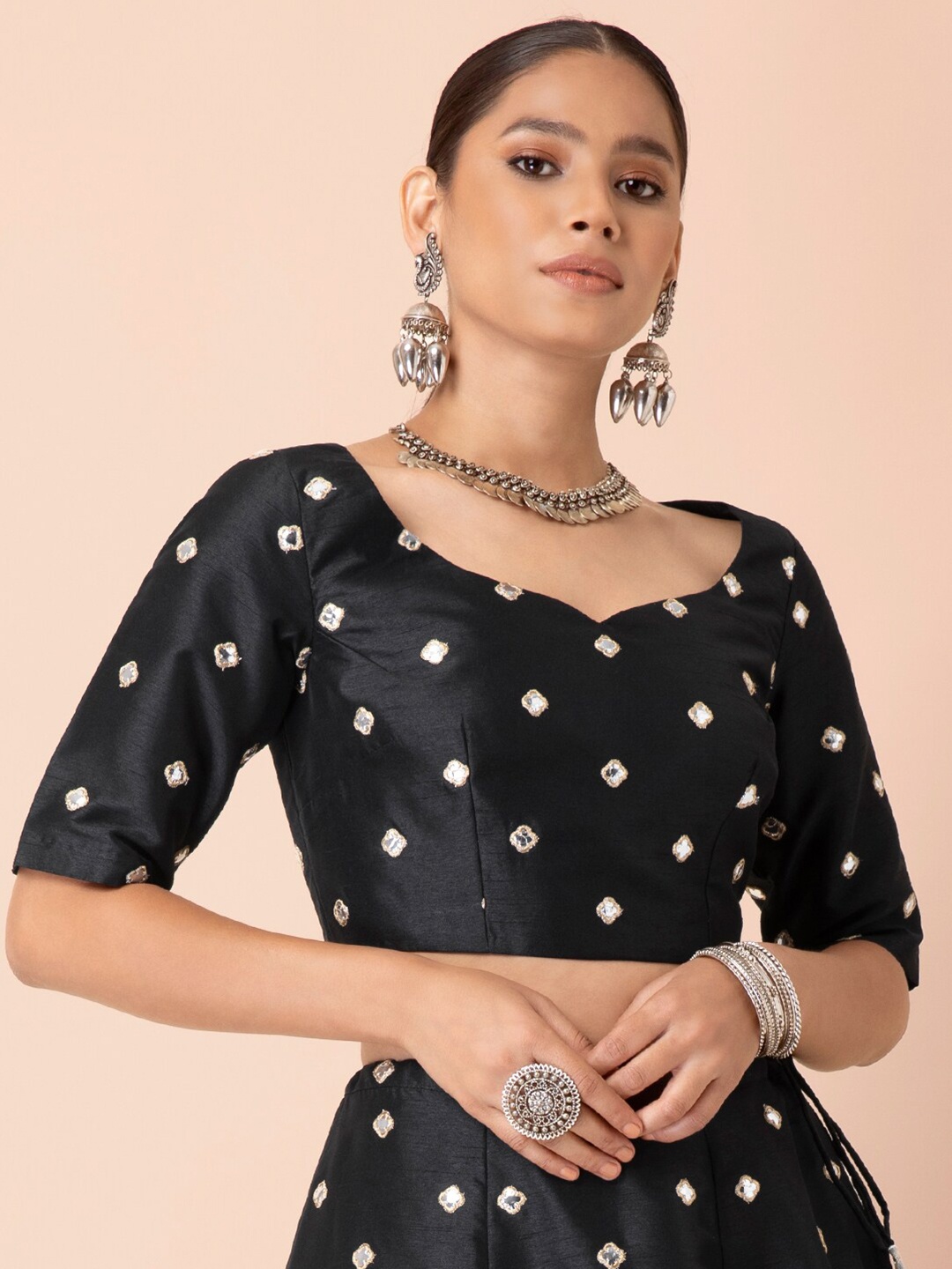 

Indya X Payal Singhal Black Gota Crop Top