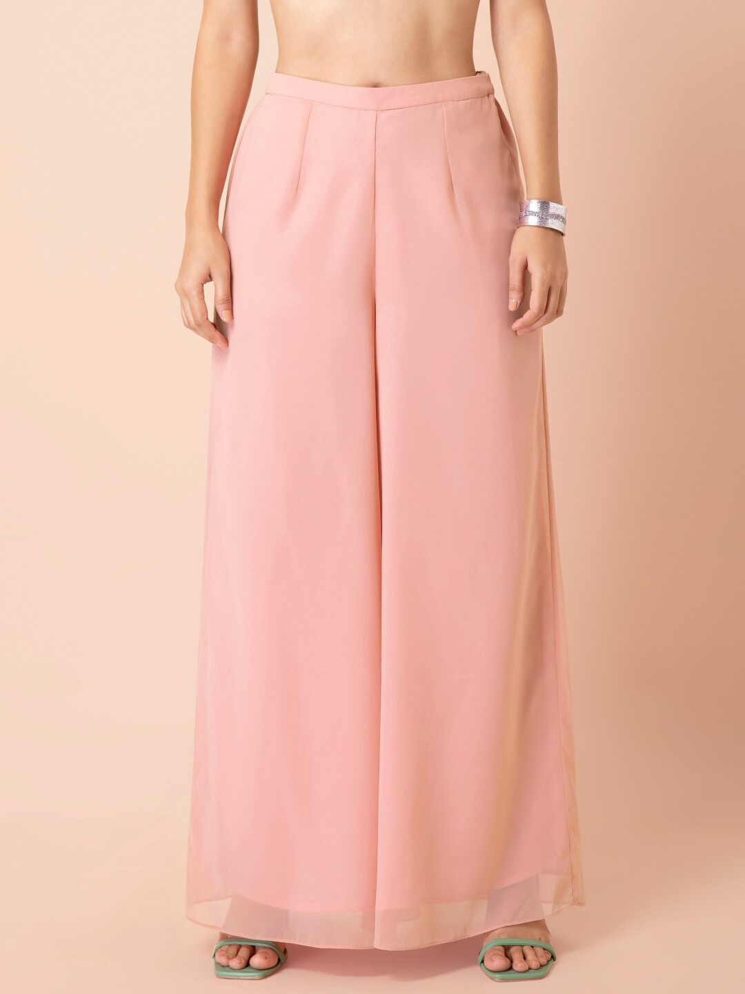 

INDYA X Payal Singhal Women Pink Solid Palazzo Pants