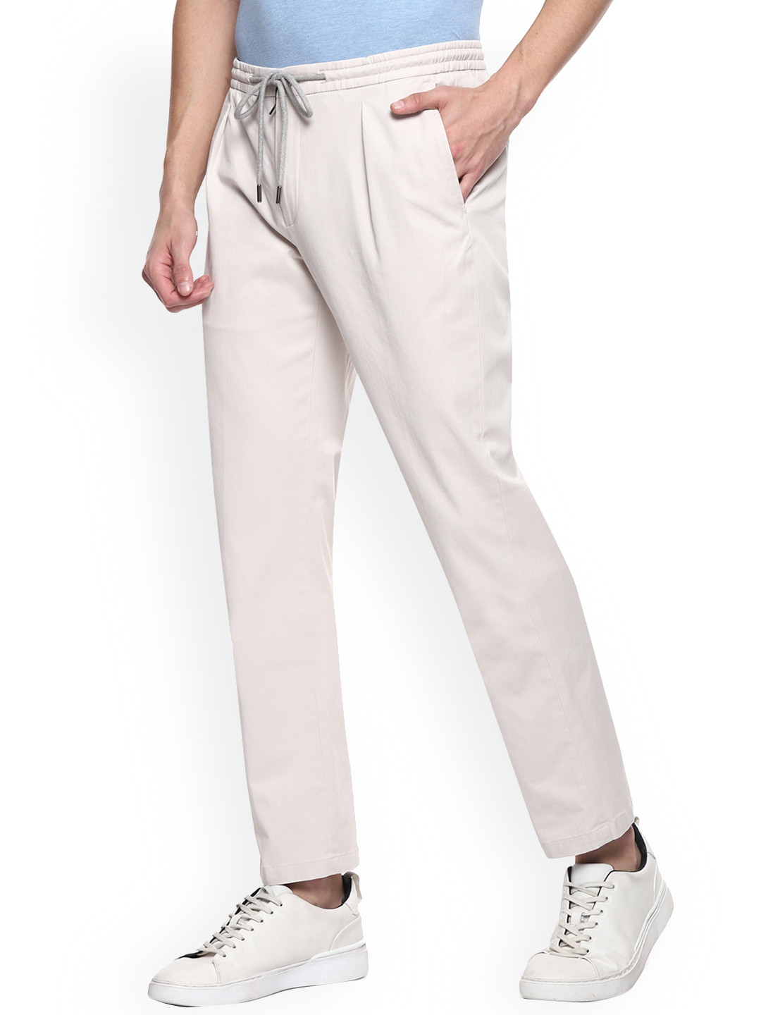 

HACKETT LONDON Men Beige Slim-Fit Trousers, Cream