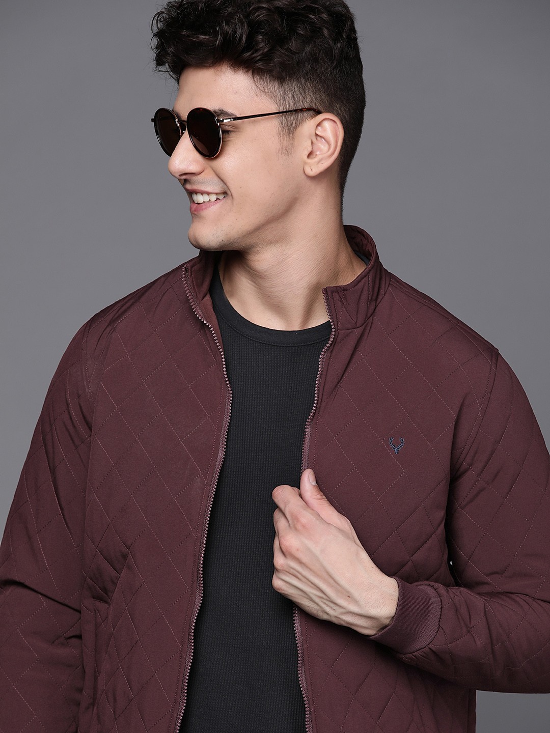 

Allen Solly Sport Men Burgundy Solid Quilted Jacket