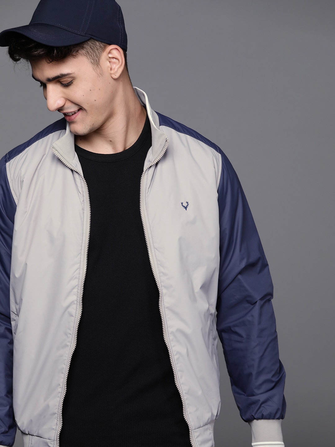 

Allen Solly Sport Men Grey & Blue Bomber Jacket