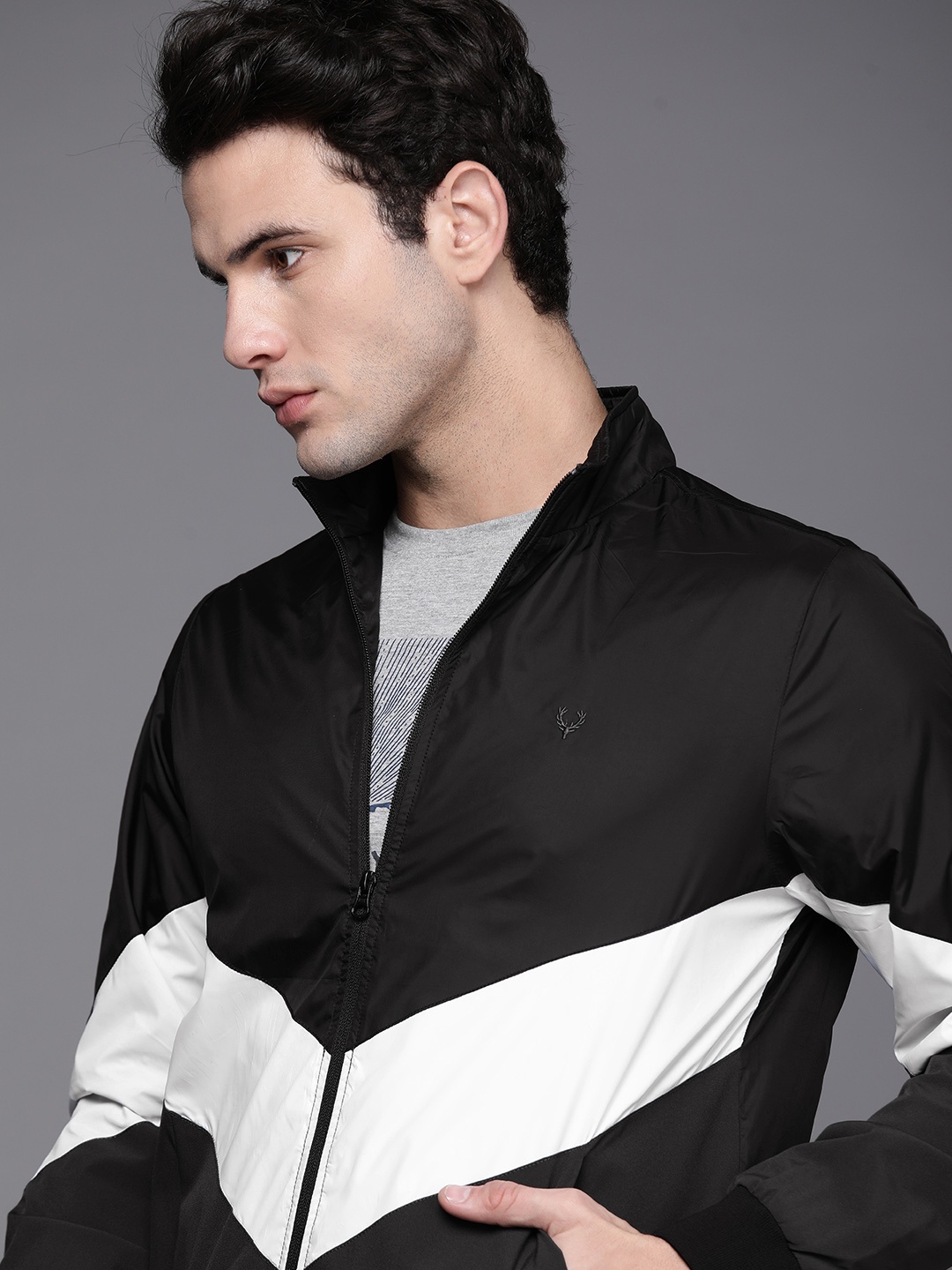 

Allen Solly Sport Men Black Colourblocked Bomber Jacket