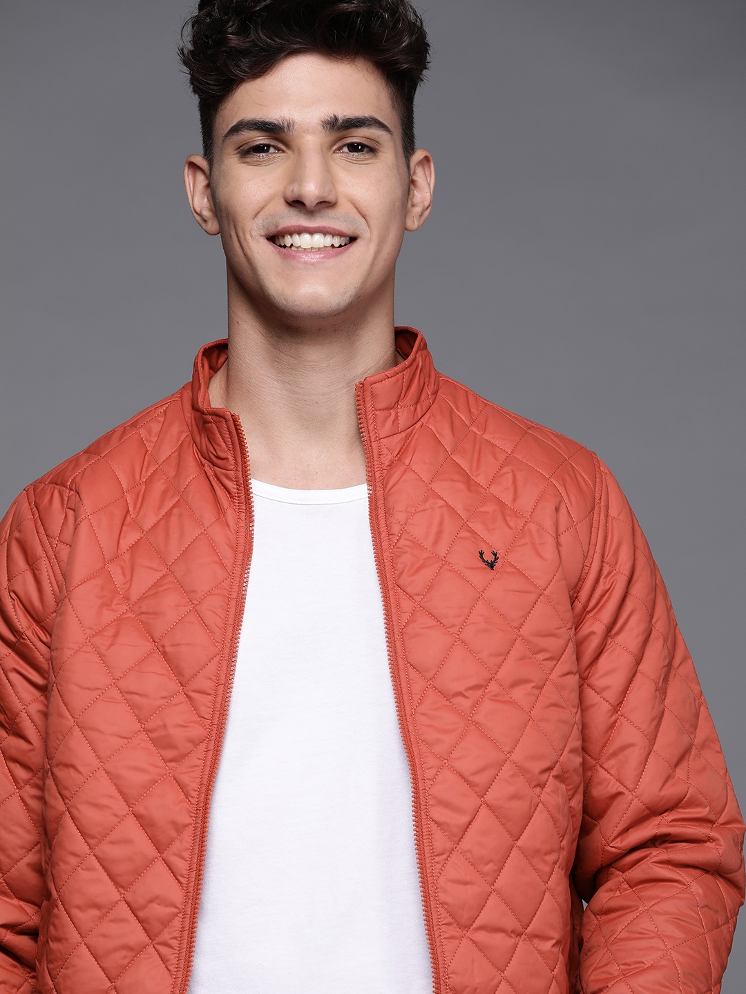 

Allen Solly Sport Men Rust Orange Quilted Bomber Jacket
