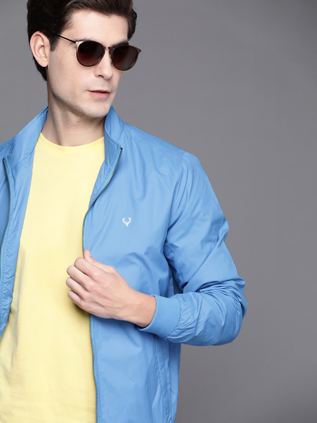 

Allen Solly Sport Men Blue Solid Bomber Jacket