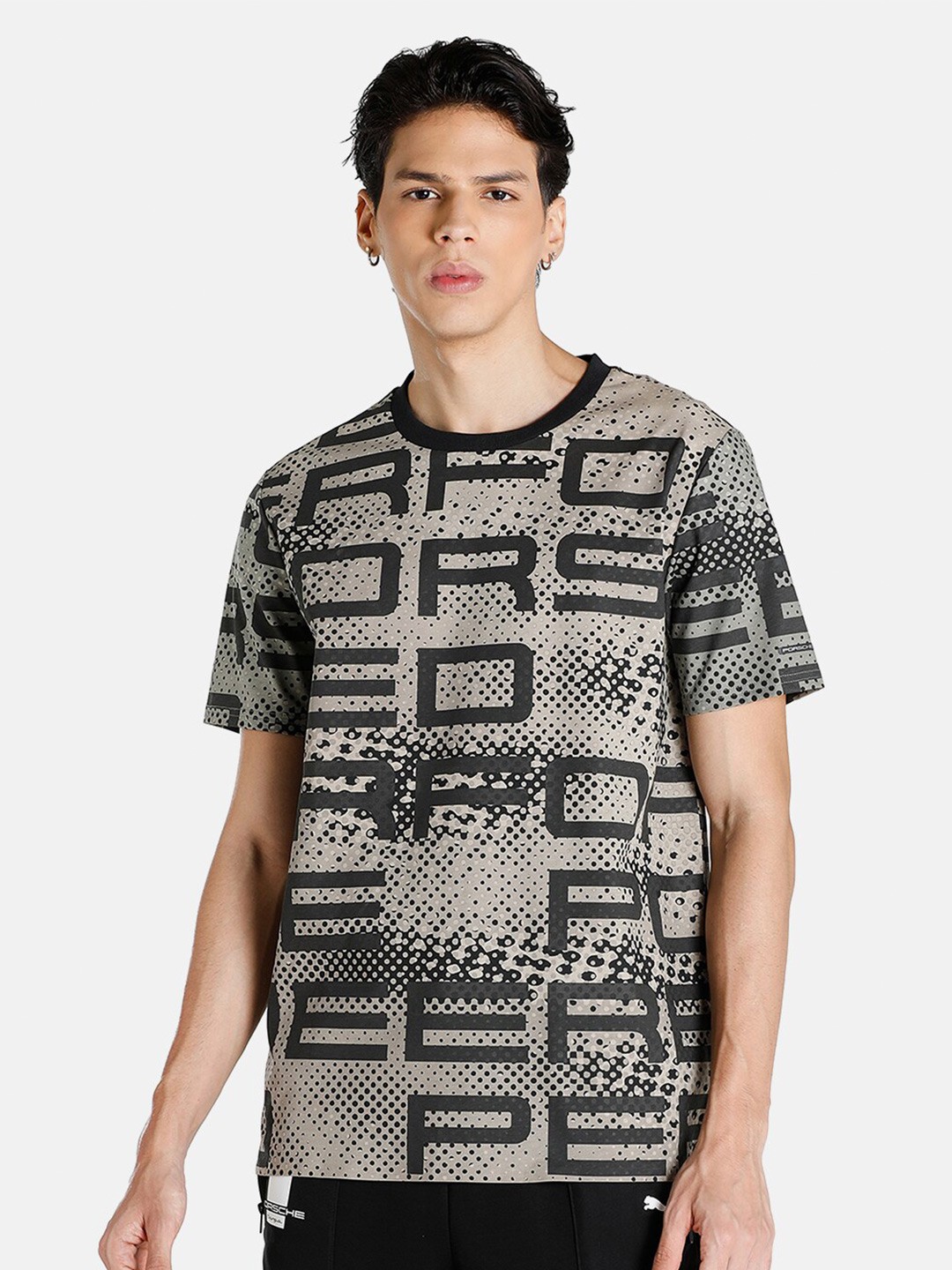 

PUMA Motorsport Men Black & Beige Printed T-shirt