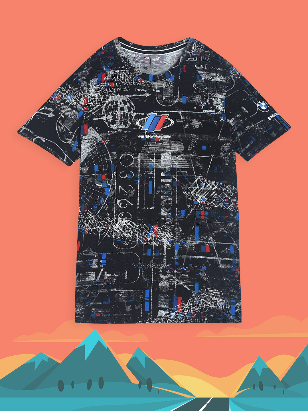 

Puma Kids Black & Pink BMW M Motorsport Street AOP T-Shirt