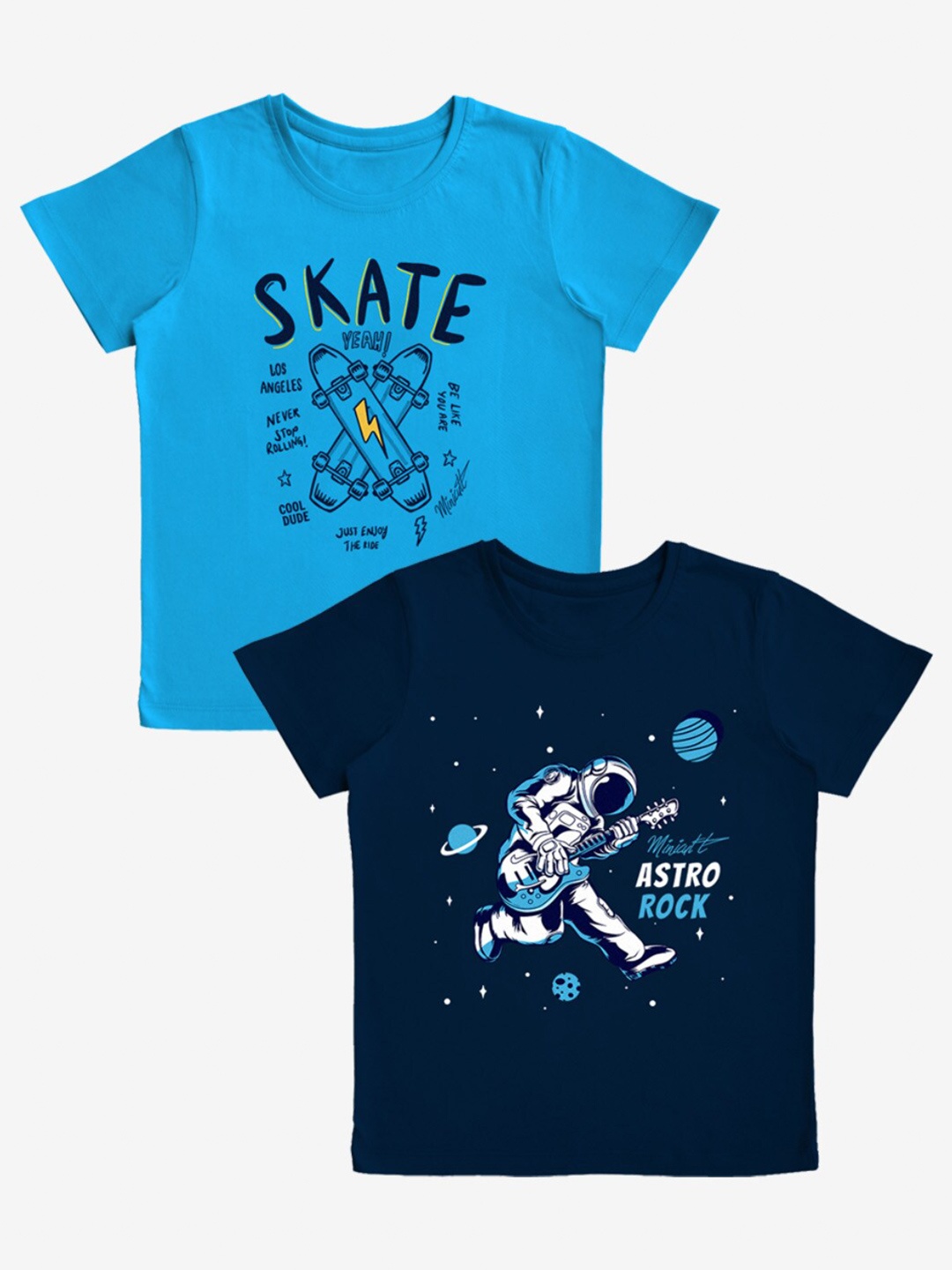 

x2o Boys Navy Pack of 2 Typography Printed Pure Cotton T-shirts, Navy blue