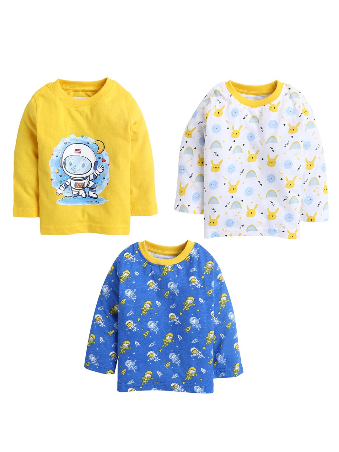 

BUMZEE Infant Boys Pack Of 3 Printed T-shirts, Yellow