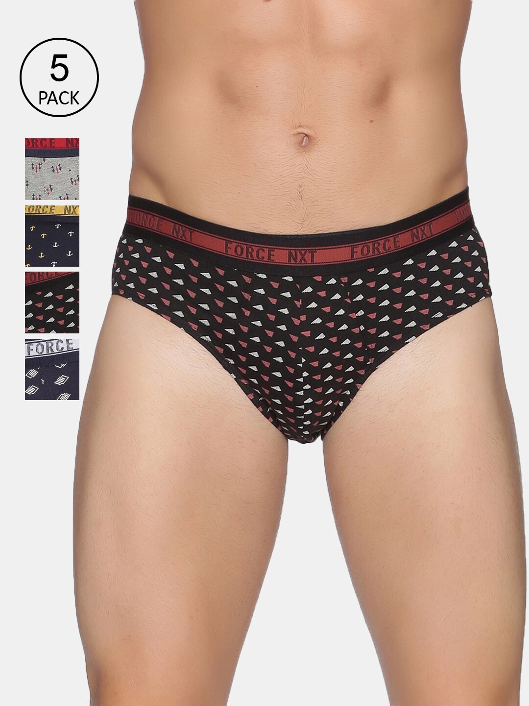 

Force NXT Men Pack Of 5 Assorted Cotton Basic Briefs
